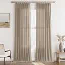 Light Taupe Pinch Pleat Linen Curtains 102 Inch Length 2 Panels Set for Bedroom Dinging Room Semi Sheer Boho Farmhouse Neutral Window Curtains 102 Inches Long for Living Room Nursery 40x102