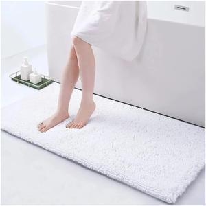 Chenille Bath Rug Bathroom Rug Mat Non Slip Quick Dry Bath Mats Thick Bath Rugs Microfiber Chenille Shower Carpet(White,30" x 50")