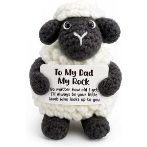 Handmade Crochet Little Black Sheep Gift for Dad from Daughter - with "To My Dad, My Rock" Card - Sentimental Father's Day, Birthday, Christmas Presents - "Always Your Little Lamb" Keepsake for Father