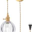 Vintage Wall Sconce Wall Lamp with Clear Tulip Glass Shade Hanging Wall Sconce with 4.9FT Plug in Cord, Modern Wall Lamp Fixtures Decor for Bedside Bedroom Indoor Doorway