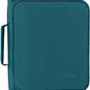 SUNEE Zippered Binder Bag with Handle, 2-Inch 3-Ring O-Ring, 500-Sheet Capacity, Includes Zip Pocket, 5-Tab Expanding File Folder, Multi-Pocket Organizer Binder for Middle School, Dark Teal-Green