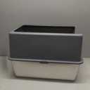 Enclosed Stainless Steel Cat Litter Box with Lid, XL Extra Large Litter Box for Big Cats, Metal Litter Pan High Sided, Never Absorbs Odors, Anti-Urine Leakage, Easy Cleaning, Include Scoop (B--Dark Gray)