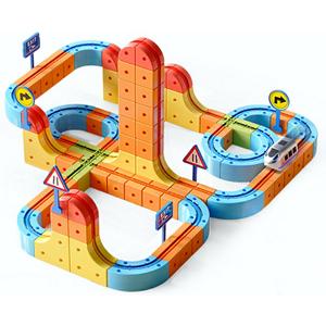 Electric Train Set,Car Track for Toddlers, for Kids 3 4 5 6 7 8 Years Old,Gravity-Defying 3D Embedded Layouts & Motorized Car,STEM Learning Toy Gift for Toddlers Birthday
