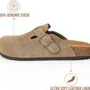 Womens Genuine Suede Clogs for Women Slip-On Buckle Slides Women's Mules & Clogs Natural Rubber Cork Footbed Sandals Potato Shoes with Arch Support (8.5, Taupe)