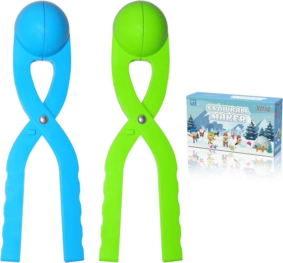 Snow Toys, Snowball Maker Snow Ball Shaper Molds with Handle for Kids Outdoor Indoor Winter Snowball Fight Maker Tool Clip Snow Games for Toddlers Boys Girls Ages 4 5 6 7 (Set of 2,Green,&Ocean Blue)