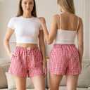 HONGTEYA Boxer Shorts for Women Casual Summer Pajama Shorts Women Gingham Plaid Shorts Y2k Beach Bottoms (M)