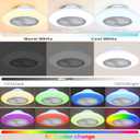 22 inch Bladeless Ceiling Fan with Lights | 360 Oscillating, RGB Color Changing 2900-6500K dimmable, APP/Remote, low-profile flush mount for bedroom/living room