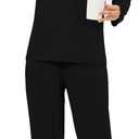 LUBOT 2026 Bamboo Viscose Pajamas Women Sets Pjs Soft Breathable 2 Piece V Neck Short/Long Sleeve Pants Sleepwear S-4XL (Black, S)