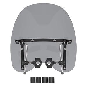 ECOTRIC Universal Tinted Windshield 18"x16" Compatible with Yamaha Honda Suzuki Harley Kawasaki Motorcycle Smoke Windscreen