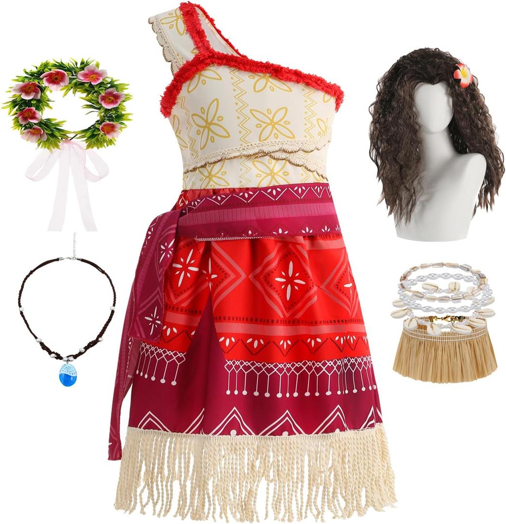 Princess Costume Dress up Clothes for Girls Halloween Cosplay Outfit (140 (8-9T), White)