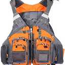 JKSPORTS Fly Fishing Vest Fishing Safety Life Jacket for Swimming Sailing Boating Kayak Floating Multifunction Breathable Backpack for Men and Women Kayak Vest Swim Vest (Orange, with Foam)