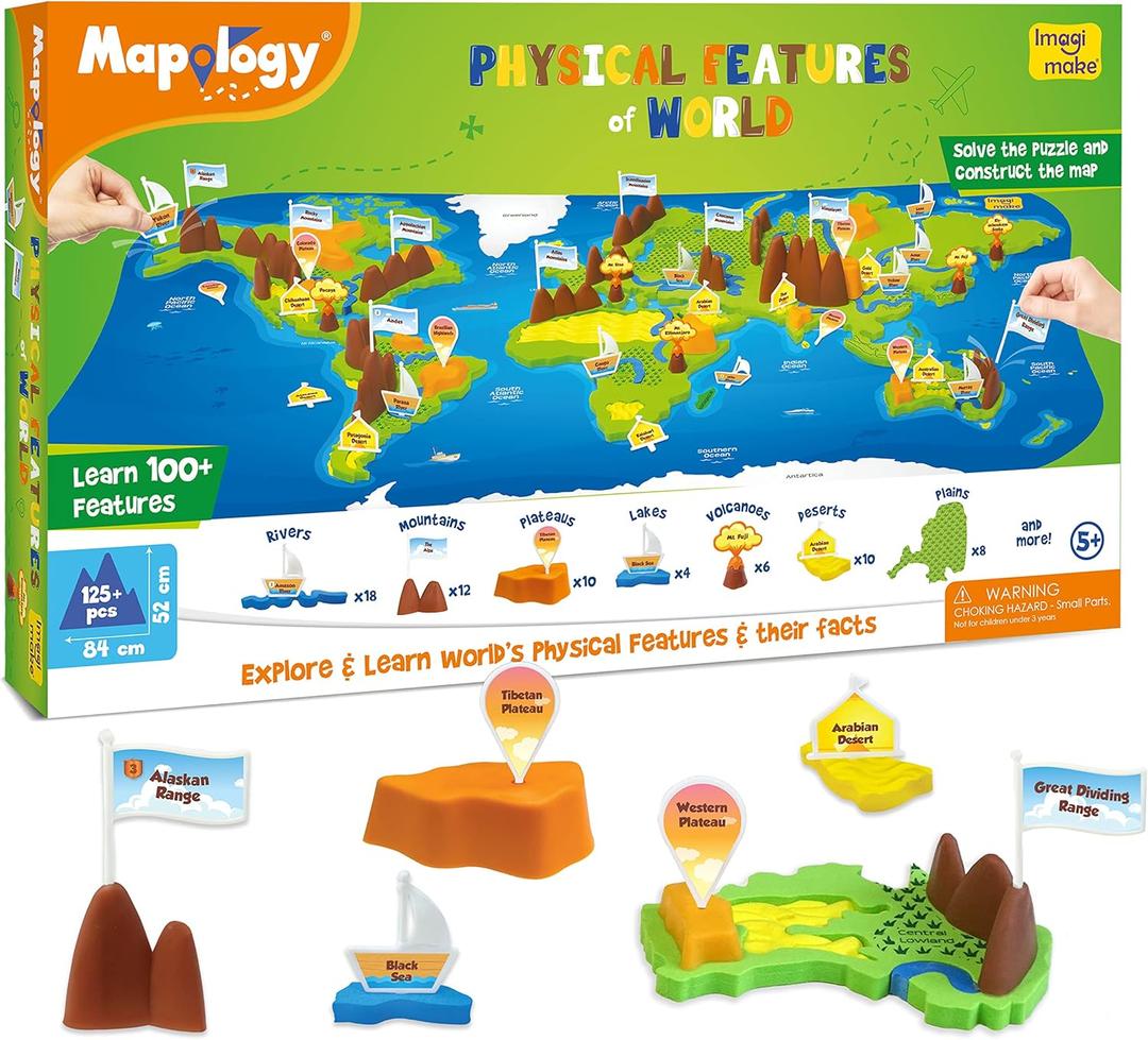 Mapology - Physical Features of World - Educational Toy and Learning Aid - Puzzles for Kids for Age 5 Years+