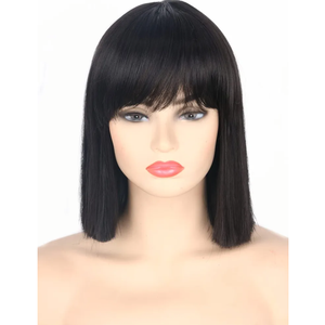 Women Wigs Black Short Bob Wig with Bangs Straight Hair Halloween Costume Party Wigs