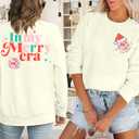 Women Spread Christmas Cheer Sweatshirt Christmas Elf Pullover Elf Hat Shirt Crewneck Embroidered Christmas Clothes (L)