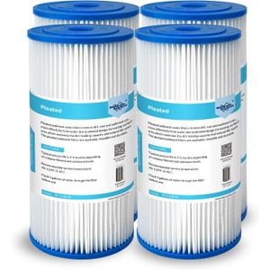 Membrane Solutions 20 Micron Pleated Water Filter Home 10"x4.5" Whole House Heavy Duty Sediment Replacement Cartridge Compatible with ECP10-1,ECP20-BB,R50-BBSA,FXHSC,CB1-SED10-BB (4 Pack)