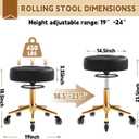 Rolling Stool Heavy Duty 450lbs - Reinforced with Golden Alloy Steel, Super Soft Thick Cushion, 360 Swivel, Smooth Rolling NO Noises, Adjustable Stool with Wheels for Massage Tattoo Spa, (Black), 19 inches