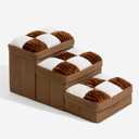 FUNNYFUZZY Dog Stairs with Storage 13H,Foldable 3-Step Pet Steps for Small Medium Dogs with Sturdy Stylish Cover,Dog Steps for Couch Sofa and Chair,Non-Slip, Indoor,Brown (23.6"13.4"12.6")