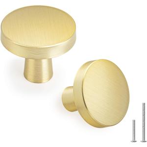 goldenwarm 6 Pack Gold Dresser Cabinet Knobs for Kitchen Hardware Handles Round Drawer Knob for Closet Bifold Modern Cabinets Pulls,1.27 Inch