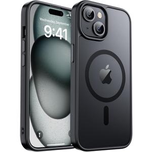 zapica Magnetic for iPhone 15 Case & iPhone 14 Case, [Compatible with MagSafe] [Military Grade Drop Protection] Translucent Matte Shockproof Anti-Scratch Phone Cover, Black