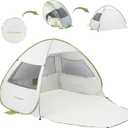 EchoSmile Pop Up Tent for 4 Person Family, Beach Tent Sun Shelter with UPF 50+ UV Protection & Waterproof, Lightweight & Easy Automatic Setup Portable Cabana for Outdoor Travel (Green)