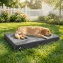 Sytopia 42 Inch Indestructible Dog Beds for Large Dogs, XL Canvas Outdoor Chew Proof Dog Bed, Waterproof & Washable Orthopedic Crate Bed with Non-Slip Bottom, Dark Grey