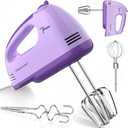 LILPARTNER Hand Mixer Electric, Ultra Power Kitchen Hand Mixer With 7-Speed & 5 Stainless Steel Accessories for Whipping Dough, Cream, Cake, Dishwasher Safe, Purple