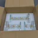 OwnMy Set of 3 Gold Crystal Glass Pillar Candlestick Holders Votive Candle Holder Set, Clear Glass Tea Light Candle Stick Holders Pillar Candle Stand Modern Candle Centerpiece for Living Room Wedding