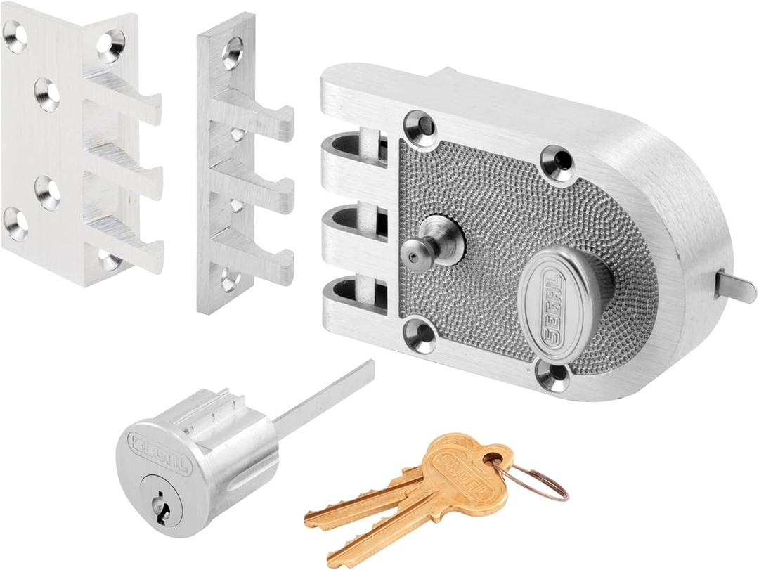 Segal SE 14328 Single Cylinder Deadbolt Chrome Slam Lock with Flat and Angle Strike (Single Pack)