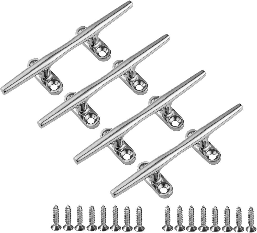 YUSOVE Boat Cleats 6 Inch 316 Stainless Steel Marine Cleat,Mooring Accessories,Boat Dock Deck Cleat,Pack of 4