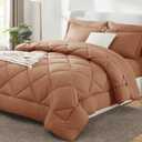 CozyLux Full Size Comforter Sets Pumpkin - 7 Pieces Bed in a Bag Full, Luxury Soft Bed Set for All Seasons, Bedding Set with Down Alternative Comforter, Sheets, Pillowcases & Shams