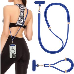 VVAAGG Cell Phone Lanyard for iPhone: Crossbody Phone Strap and Wrist Strap Most iPhone and Android Smartphones (Blue)
