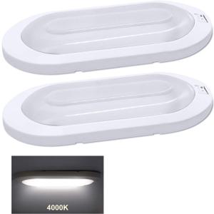 Facon 12V LED Bright RV Pancake Light Surface Mount - 2 Pack, 12Volt Interior Light with Switch, for RV Motorhomes Camper Caravan Trailer Boat, 4000K