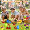 SpringFlower Filled Easter Egg With Dinosaur Toy,Easter Basket Stuffers for Kids, Easter Egg Hunt Game,Easter Party Favor Supplies Classroom Rewards, Basket Essentials, 12 PACK