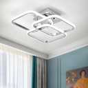 Modern Ceiling Light,Dimmable LED Ceiling Light Fixtures with Remote Control,Square Flush Mount Ceiling Lamp for Living Room Dining Room Bedroom Kitchen (Chrome)