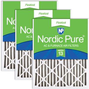 Nordic Pure 24x30x2 Pleated MERV 13 Air Filters 3 Pack | Actual Size: 23 1/2 x 29 1/2 x 1 3/4 Made in USA, Advanced HVAC Filtration, Mid-Sized Airborne Particles, Pet Dander & Smoke