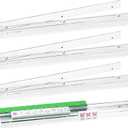DoubleFill 4 Pack Mahjong Tile Rack & Pusher Set, Acrylic All-in-one Holders, Magnetic Mahjong Racks for Organizing Tiles, Easy to Use for Home Game Nights(Flat Edge,Clear)
