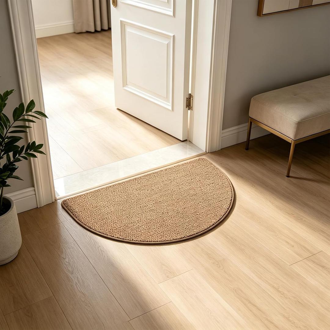 Half Circle Door Mat - Dirt Trapping Non-Slip Entrance Rug,Machine Washable Indoor/Outdoor Floor Mat for Living Room, Bedroom, Kitchen, Office(19.69 * 31.5in)