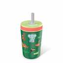 Zak! Designs Jungle Joy Antimicrobial Stainless Steel Double Wall Leakproof Straw + Tumbler