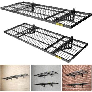 1.64x4ft 2Pack Wire Shelving Unit Heavy Duty Garage Storage Shelves Wall Mounted Black 560lbs Load Capacity20-inch-by-48-inch