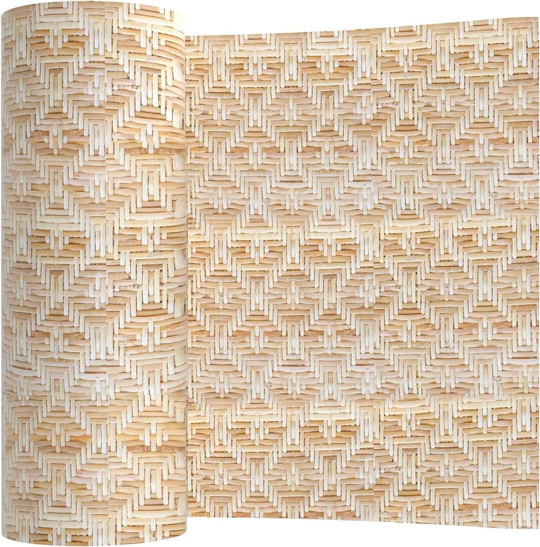 16" x9.8FT Natural Rattan Cane Webbing, Woven Open Mesh Cane Net Roll for DIY Caning Furniture Decor Projects: Chair, Cabinet, Ceiling and Door(119x16 in)