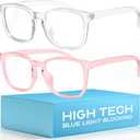 livho High Tech Blue Light Glasses - Advanced Blue Light Blocking Computer Glasses - Screen Fatigue & UV Protection (*B9 Clear+clear Pink)