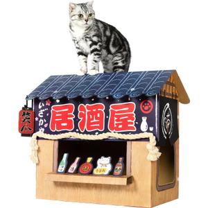Cat Beds for Indoor Cats, Cardboard Cat House with Scratchers, Izakaya Bar, Large Sturdy Cat Furniture Condo Cave Tent, Easy to Assemble Pet Toys Accessories Stuffs, Bunny Small Animals