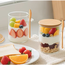 12 Overnight Oats Containers with Lids and Spoons, 16oz Glass Jars with Bamboo Lids, Airtight Meal Prep Yogurt Containers for Breakfast, Parfait, Salad, Chia Pudding