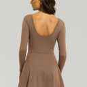 Tennis Dress for Women Athletic Dress with Built in Shorts Sleeveless Side Slit Golf Dress Workout Backless Dresses (Brown, S)