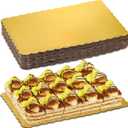 Tebery 20 Pack Rectangle Cake Board Disposable Cardboard Cake Bases, 14x10 Inch Gold Foil Quarter Cake Sheet for Baking Cake Pizza Pastry Party Decorate, Grease Proof and Moisture Resistant