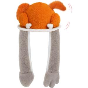 Animal Hat with Moving Ears Jumping Pop Up Beating Plush Cap Holiday Cosplay Dress Up Crazy Funny Gift for Kids