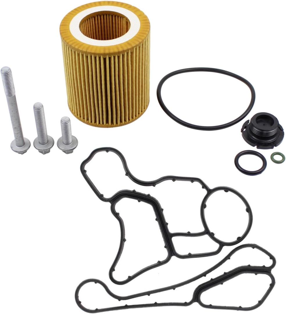 MOTOKU Engine Oil Filter with Engine Oil Filter Housing Gasket Bolts & Oil Cooler Seal Set for BMW 1 3 5 Series X1 X3 X4 X5 X6 128i 328i 320i 528i 535i Z4 E60 E90 E91 N26 N52 N54 N56