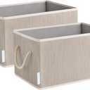 Fabric Storage Baskets for Shelves 2 Pack, 16.3"x 12"x 10.24" Closet Storage Bins for Shelves, Cloth Baskets for Organizing, Linen Closet Organizers, Fabric Basket with Handles (Clay)