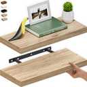 Ballucci Floating Shelf, 2-Pack 24" Natural Oak Floating Shelves for Wall, Wood Wall Shelf for Home Décor, Floating Shelves for Bathroom, Living Room, Bedroom, 8" Deep Wall Shelves, 23.6 inches