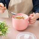 Ceramic Soup Bowl with Handle 32oz Microwave Ramen Bowl with Lid, Soup Mugs & Cups for Cereal, Oatmeal, Ramen, Instant Noodle, Soup Container with Lid (Pink)